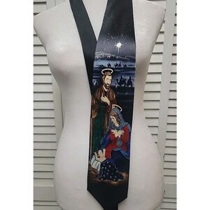 Nativity Neck Tie by Holidays All Silk Baby Jesus Mary Joseph 3 Wise Men